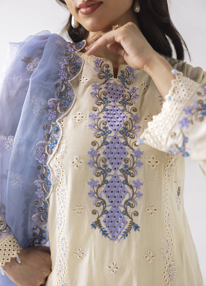 Liyana by Mashra RTW Embroidered Lawn 3 Piece Suit MA-605 Ivory stitched - Casual Collection