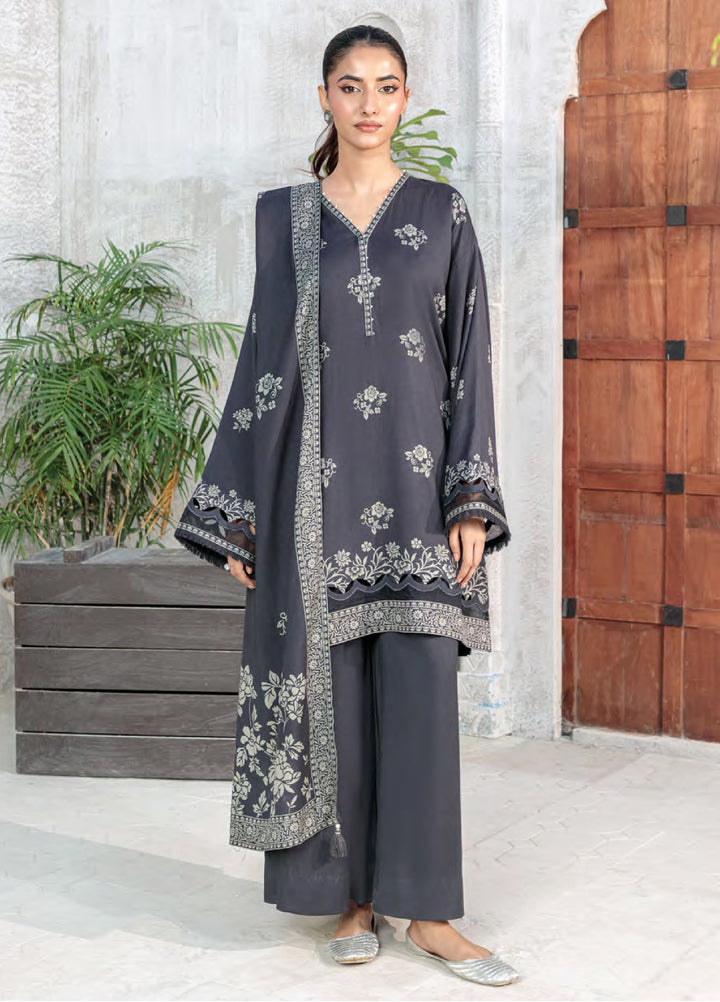 Lakhany Printed Pashmina Suits Unstitched 3 Piece LSM25LP LG-RL-0335-B - Winter Collection