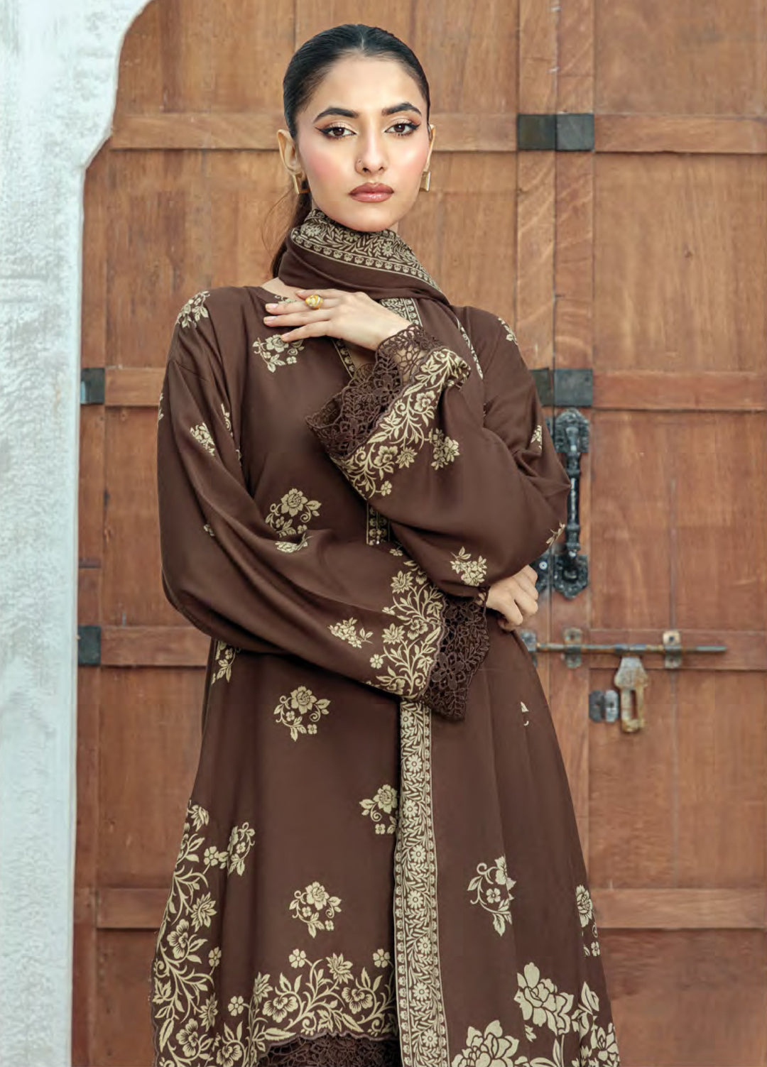 Lakhany Printed Pashmina Suits Unstitched 3 Piece LSM25LP LG-RL-0335-C - Winter Collection