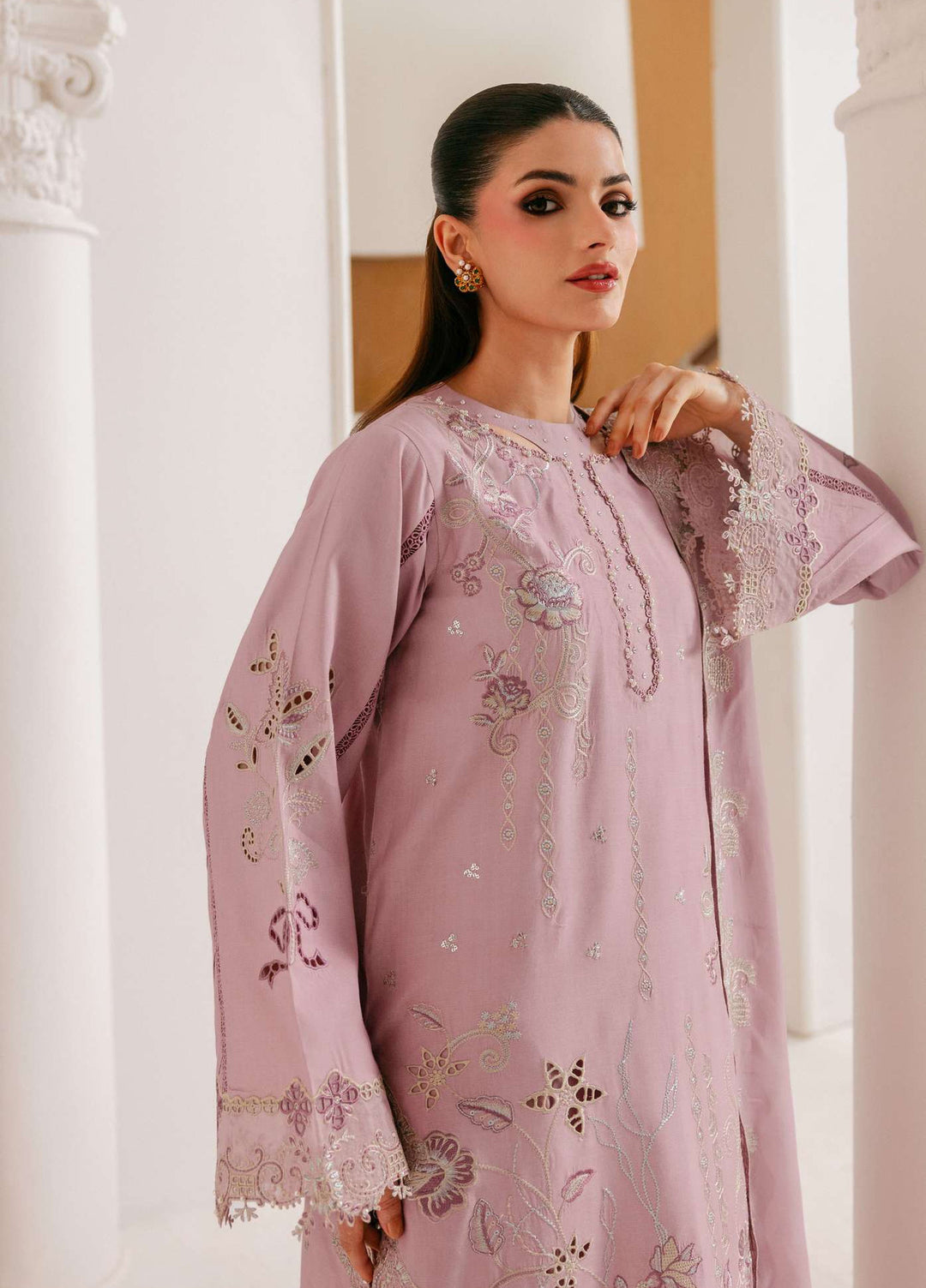 Luxe Silk by Florent Unstitched Embroidered Raw Silk 3 Piece Suit FL26ULS Rose Muse - Festive Collection