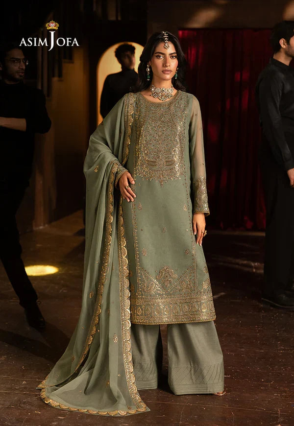 Asim Jofa Embroidered Chiffon Suits Unstitched 3 Piece AJ25LF AJLF-07 - Festive Collection