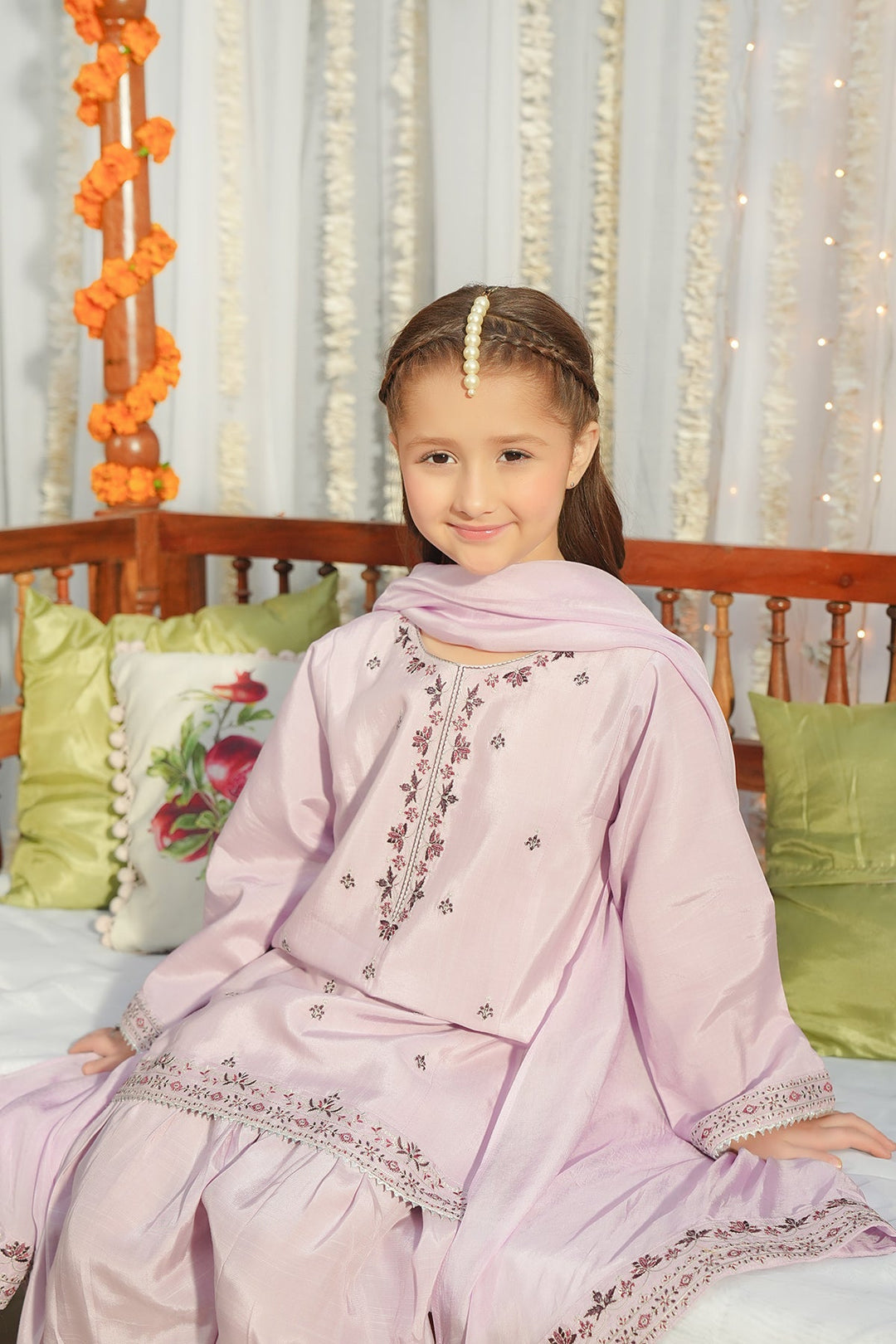 Noore Eid by Panache Girls RTW Embroidered Silk 3 Piece Suit Lira - Eid Collection
