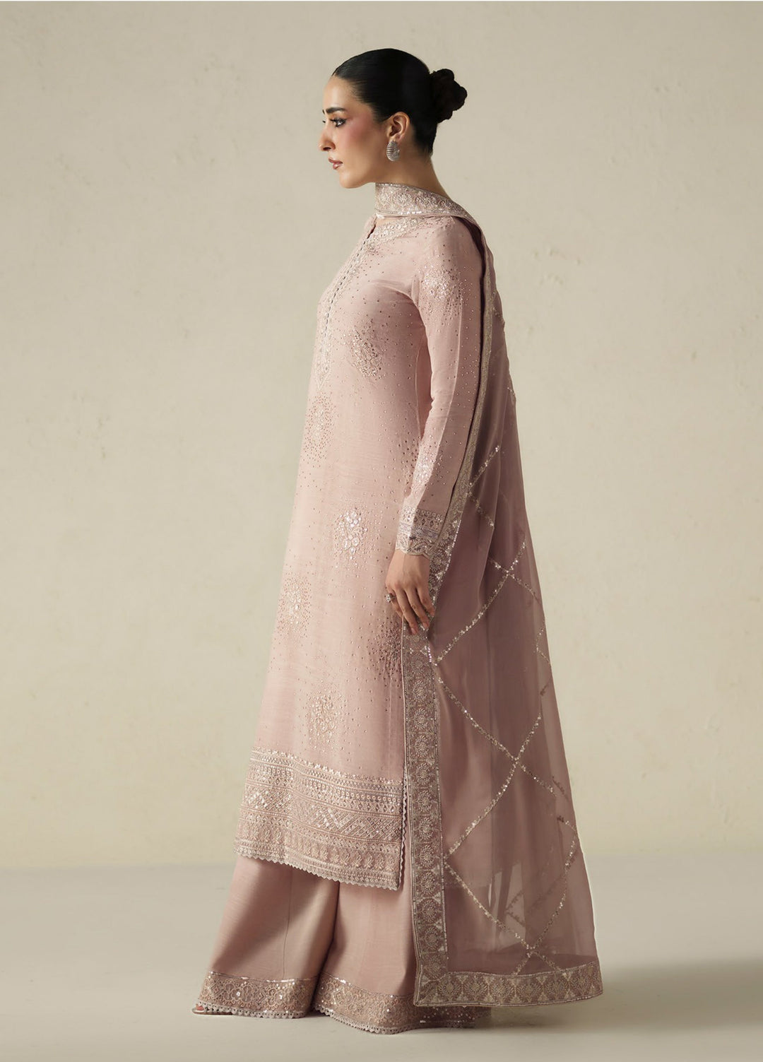 Vera Unstitched Embroidered Raw Silk 3 Piece Suit VR26URF Naqsh Soft Pink - Festive Collection