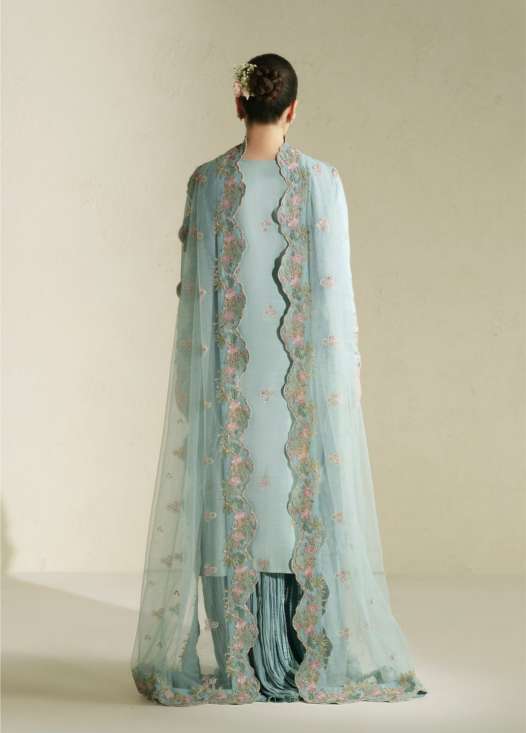 Vera Unstitched Embroidered Raw Silk 3 Piece Suit VR26URF Meena Powder Blue - Festive Collection