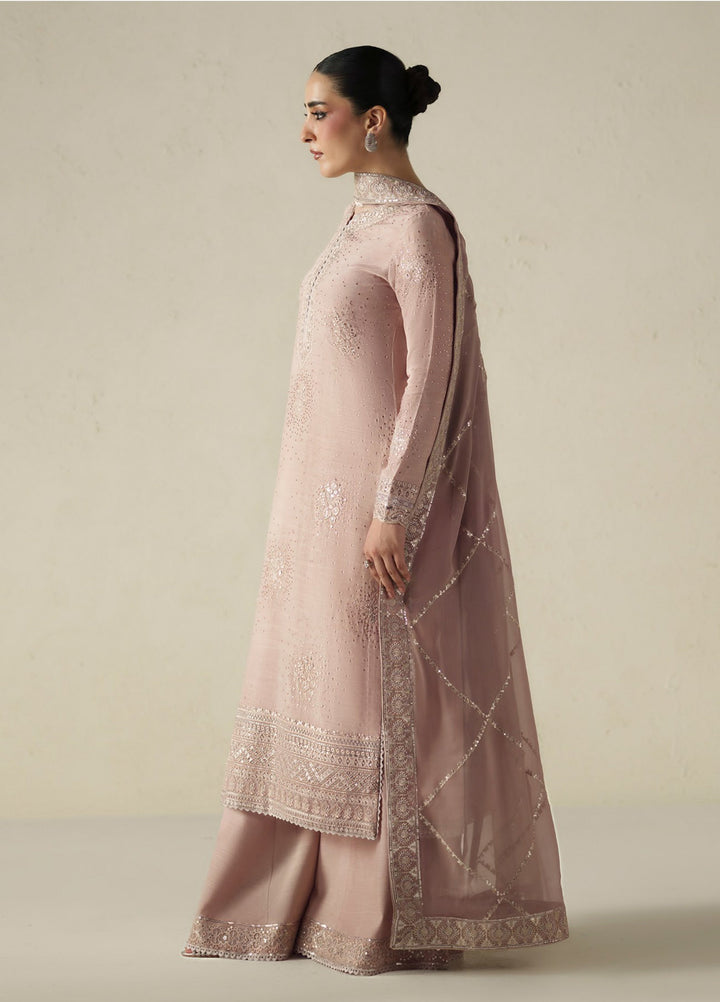 Vera Unstitched Embroidered Raw Silk 3 Piece Suit VR26URF Naqsh Soft Pink - Festive Collection