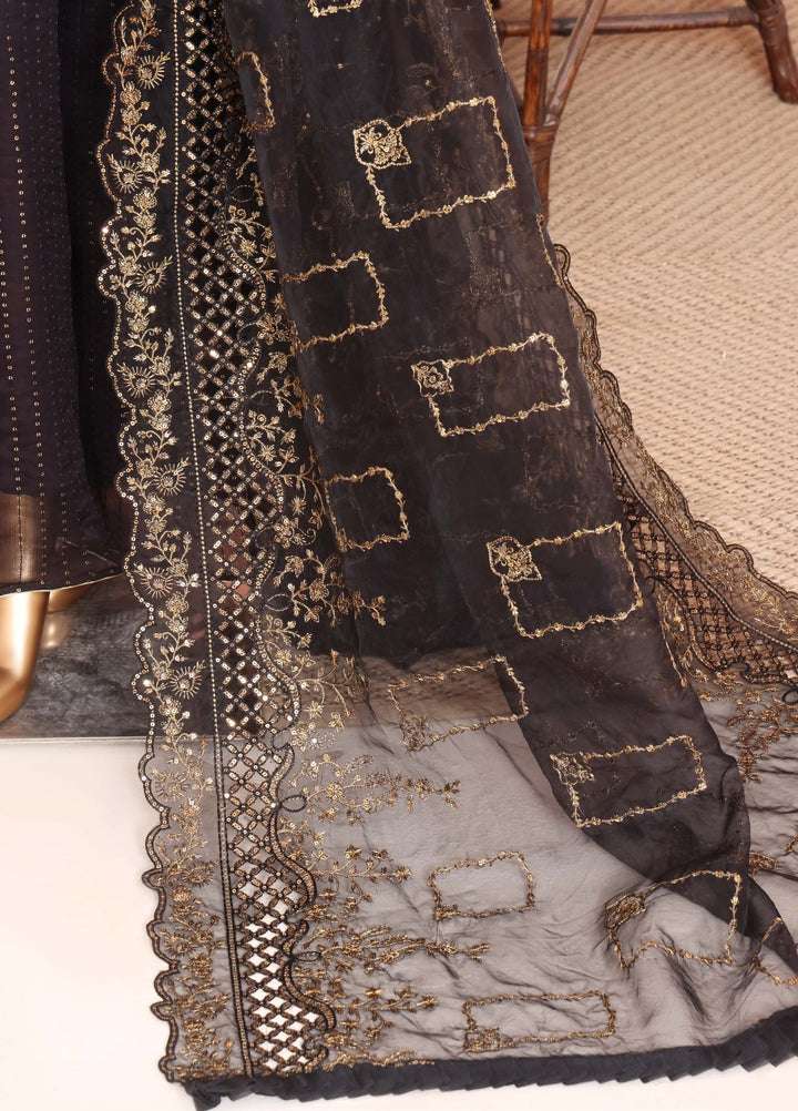Shaahkaar by HZ Textiles RTW Embroidered Organza 3 Piece Suit HZ26PSO HZK-242 Black - Festive Collection