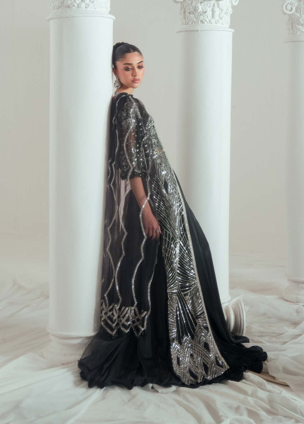 Elyse by Zariya Unstitched Embroidered Net 3 Piece Suit ZA26UEW Emeralda ZSU-6302 - Wedding Collection