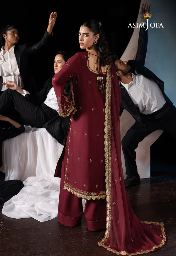 Asim Jofa Embroidered Boski Silk Suits Unstitched 3 Piece AJ25LF AJLF-02 - Festive Collection