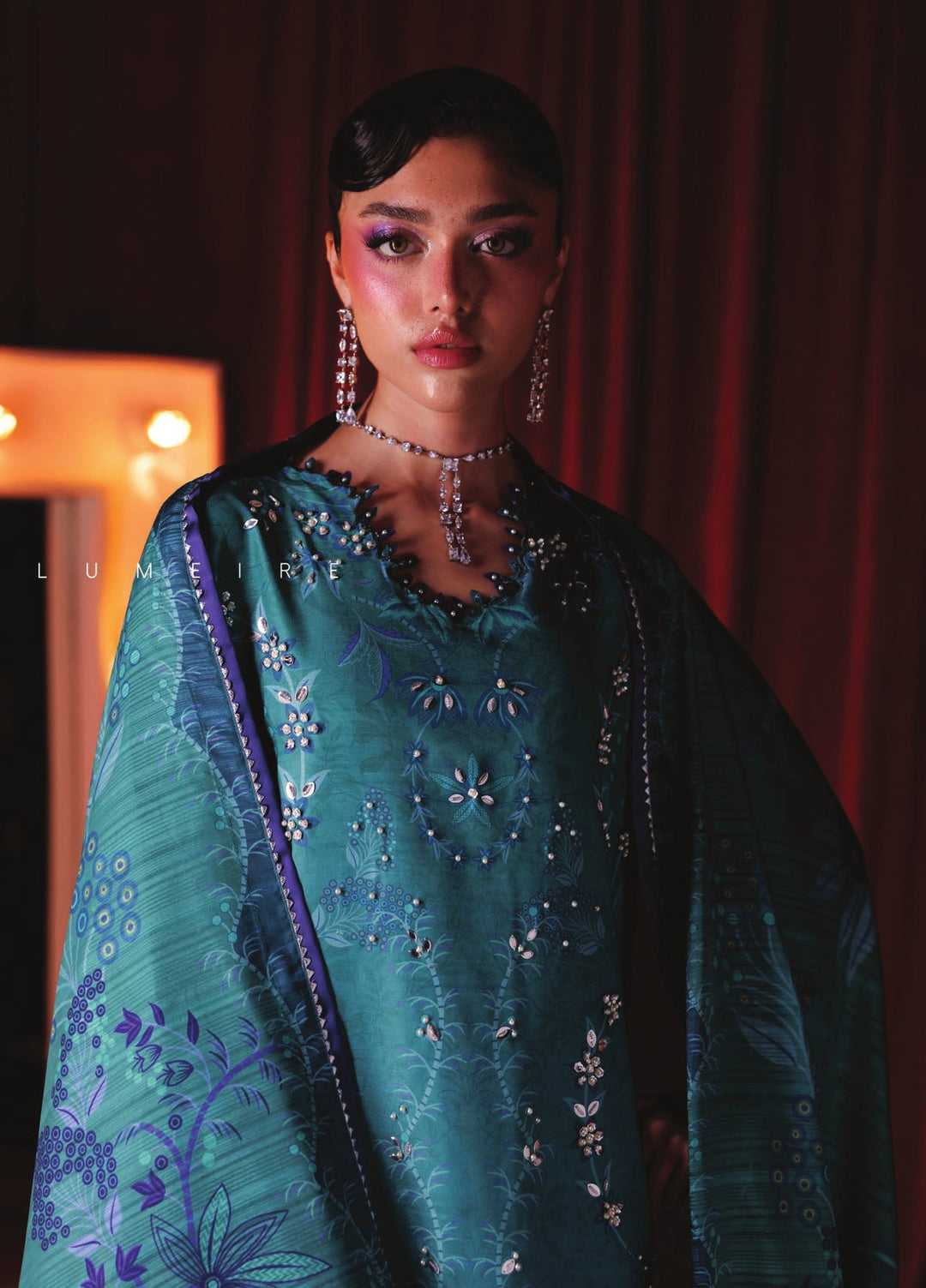 Luxe by Rang Rasiya Unstitched Printed Raw Silk 3 Piece Suit RR26ULS Lumeire - Festive Collection