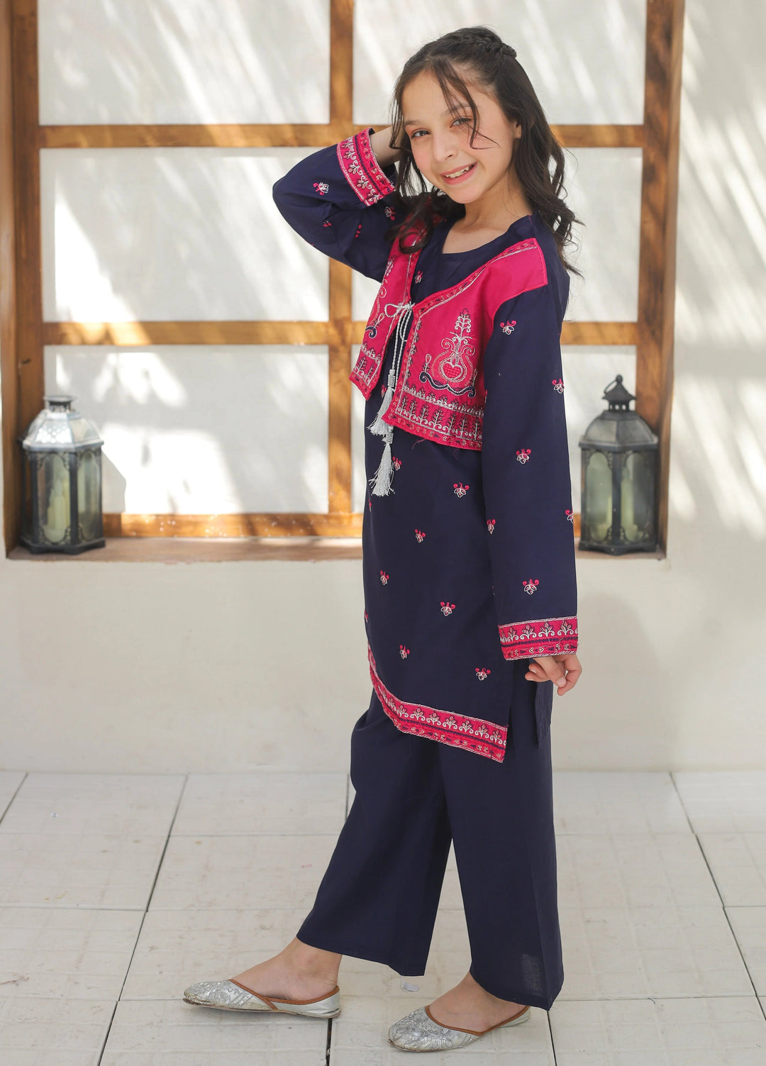 Khanak Girls RTW Embroidered Cotton 2 Piece Suit KST-135 - Casual Collection