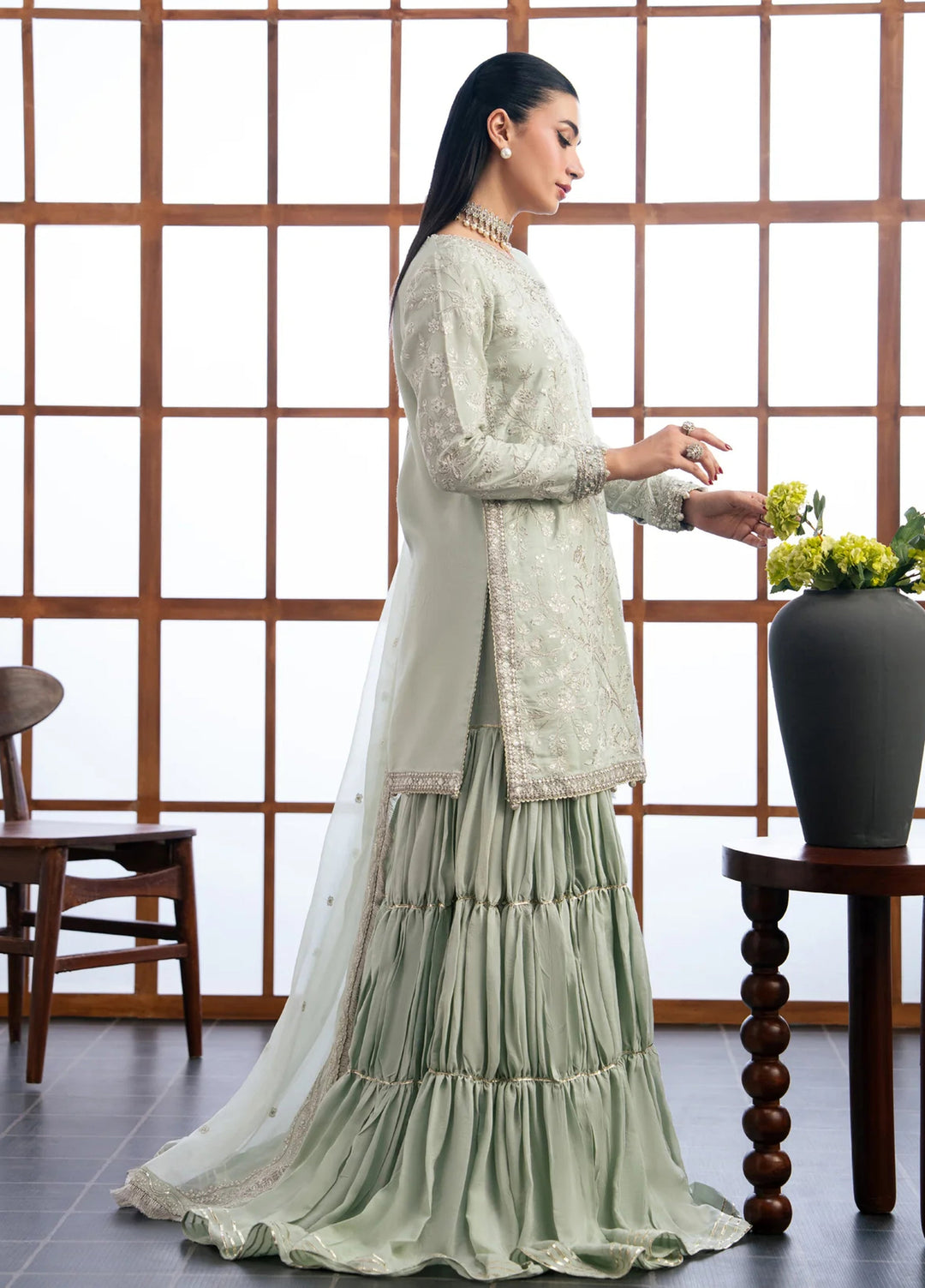 Xenia Formals Unstitched Embroidered Chiffon 3 Piece Suit D-03 Jira - Festive Collection