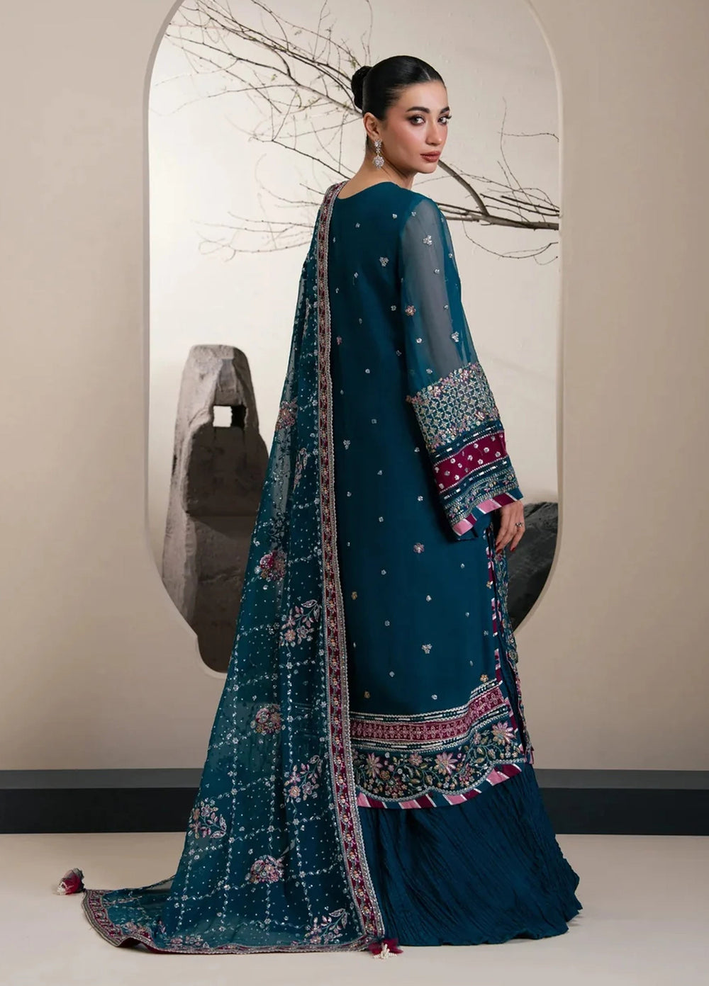 Xenia Formals Unstitched Embroidered Chiffon 3 Piece Suit D-05 Yona - Festive Collection