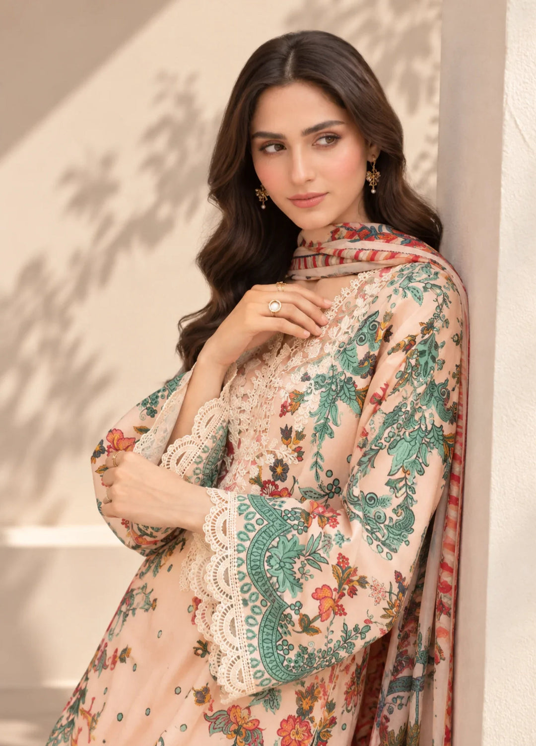 Chandan Nagri Women RTW Embroidered Lawn 3 Piece Suit Nayra veil - Festive Collection