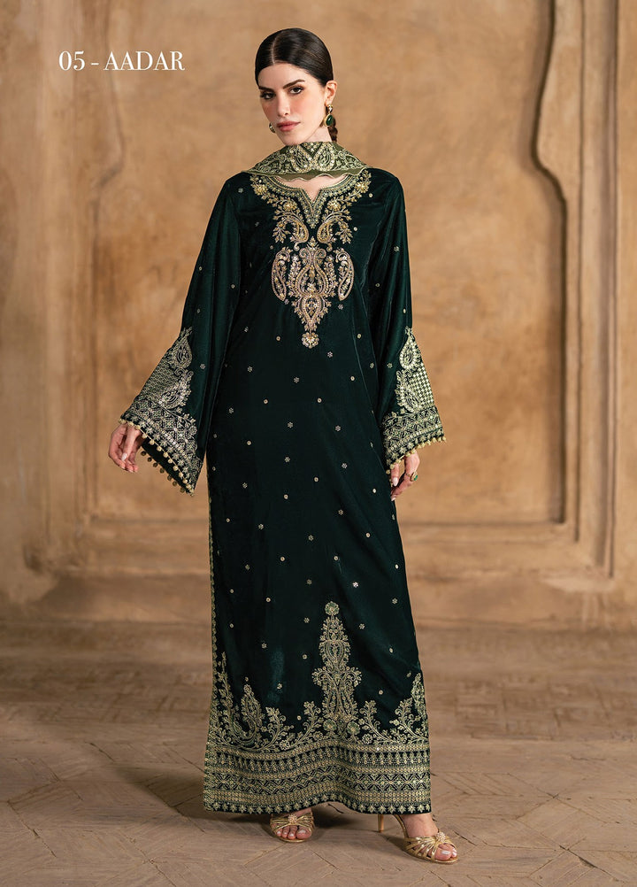 Mor by Xenia Formals Unstitched Embroidered Velvet 3 Piece Suit XE26UMV 05 Aadar - Festive Collection