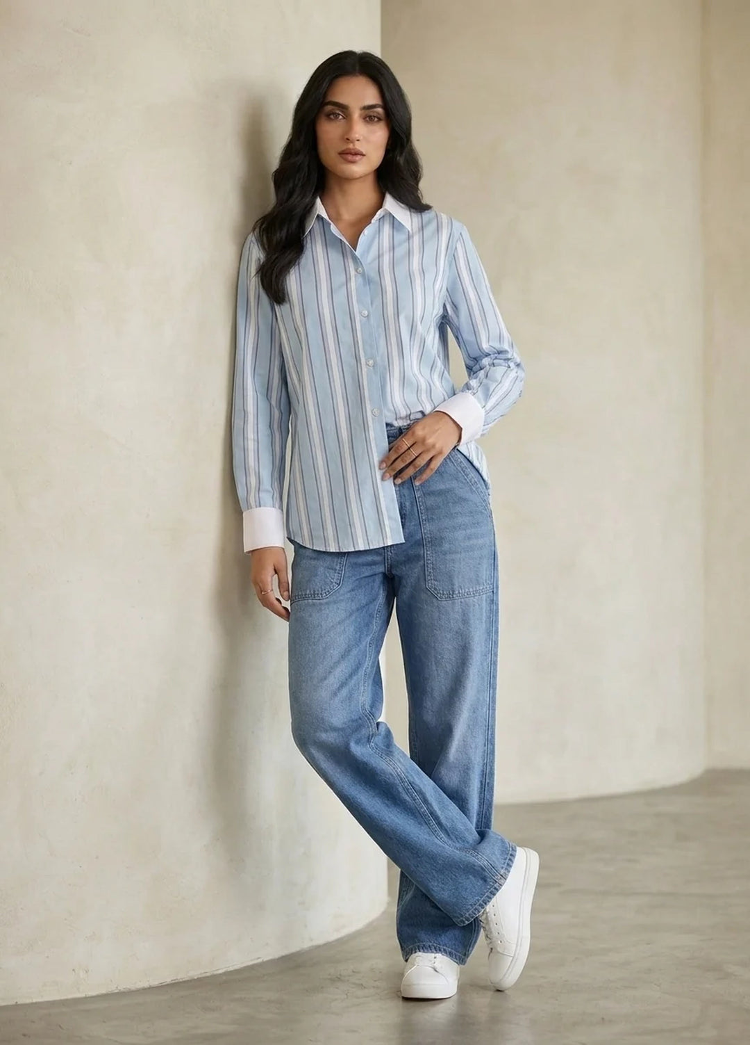 Menaal Women RTW Printed Cotton 1 Piece SKY STRIP - Western Collection