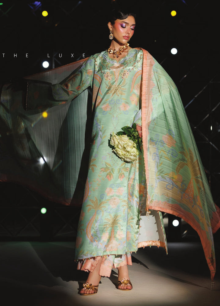 Luxe by Rang Rasiya Unstitched Printed Raw Silk 3 Piece Suit RR26ULS Marvelle - Festive Collection