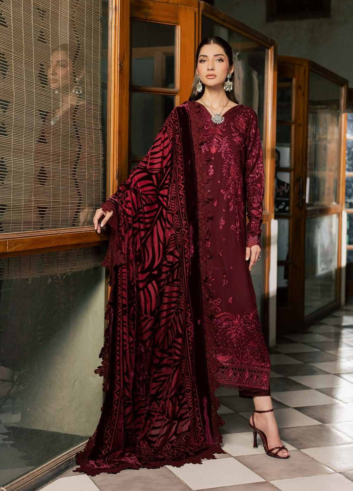 Nureh Exclusive Unstitched Leather Peach with Shawl 3 Piece Suit NU26UEP NE-286 - Festive Collection