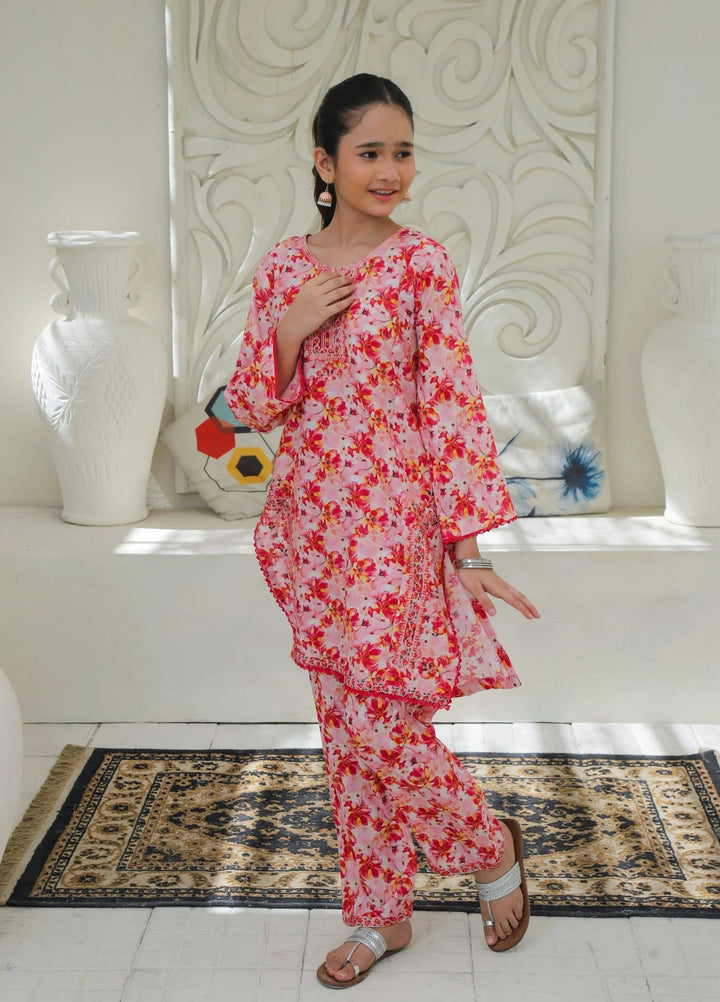 Khanak Girls RTW Embroidered Cotton 2 Piece Suit KST-200 - Casual Collection