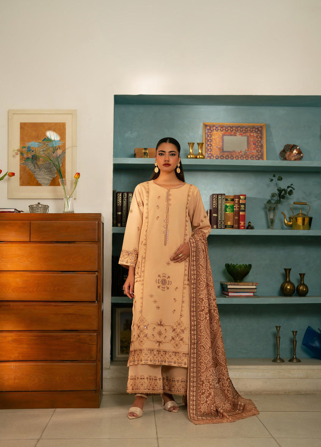 Manzil by Rashid Textiles Unstitched Embroidered Khaddar 3 Piece Suit RT26UKM D-1032 - Winter Collection