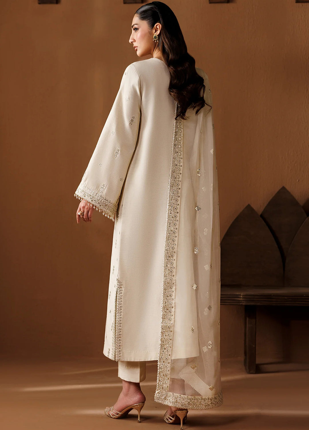 Chantelle by Baroque Unstitched Embroidered Raw Silk 3 Piece Suit UF-4434 - Festive Collection