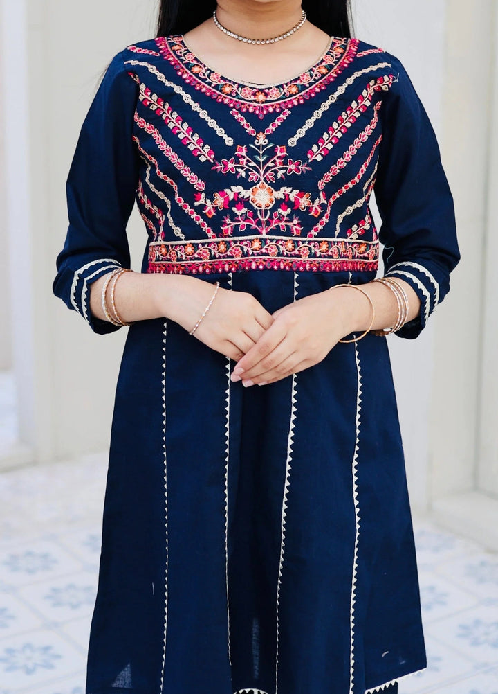 Khanak Girls RTW Embroidered Cotton 2 Piece Suit KST-125 - Casual Collection