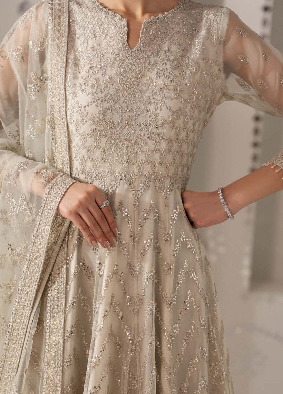 Shehnai by Lavish Premium Unstitched Embroidered Organza 3 Piece Suit LVP26USO SH-01 NOORE - Wedding Collection