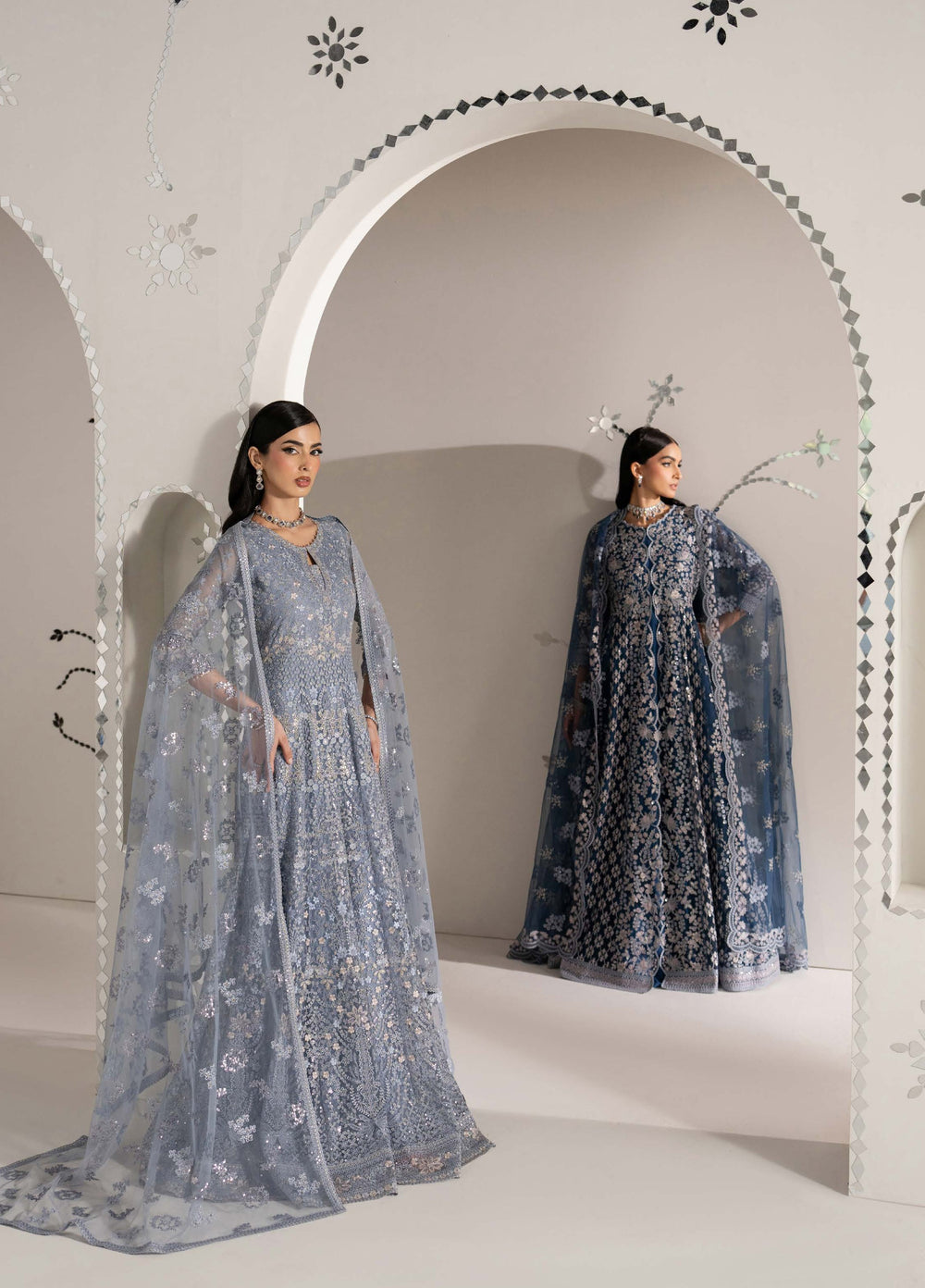 Shehnai by Lavish Premium Unstitched Embroidered Organza 3 Piece Suit LVP26USO SH-04 AAB-E-NEEL - Wedding Collection