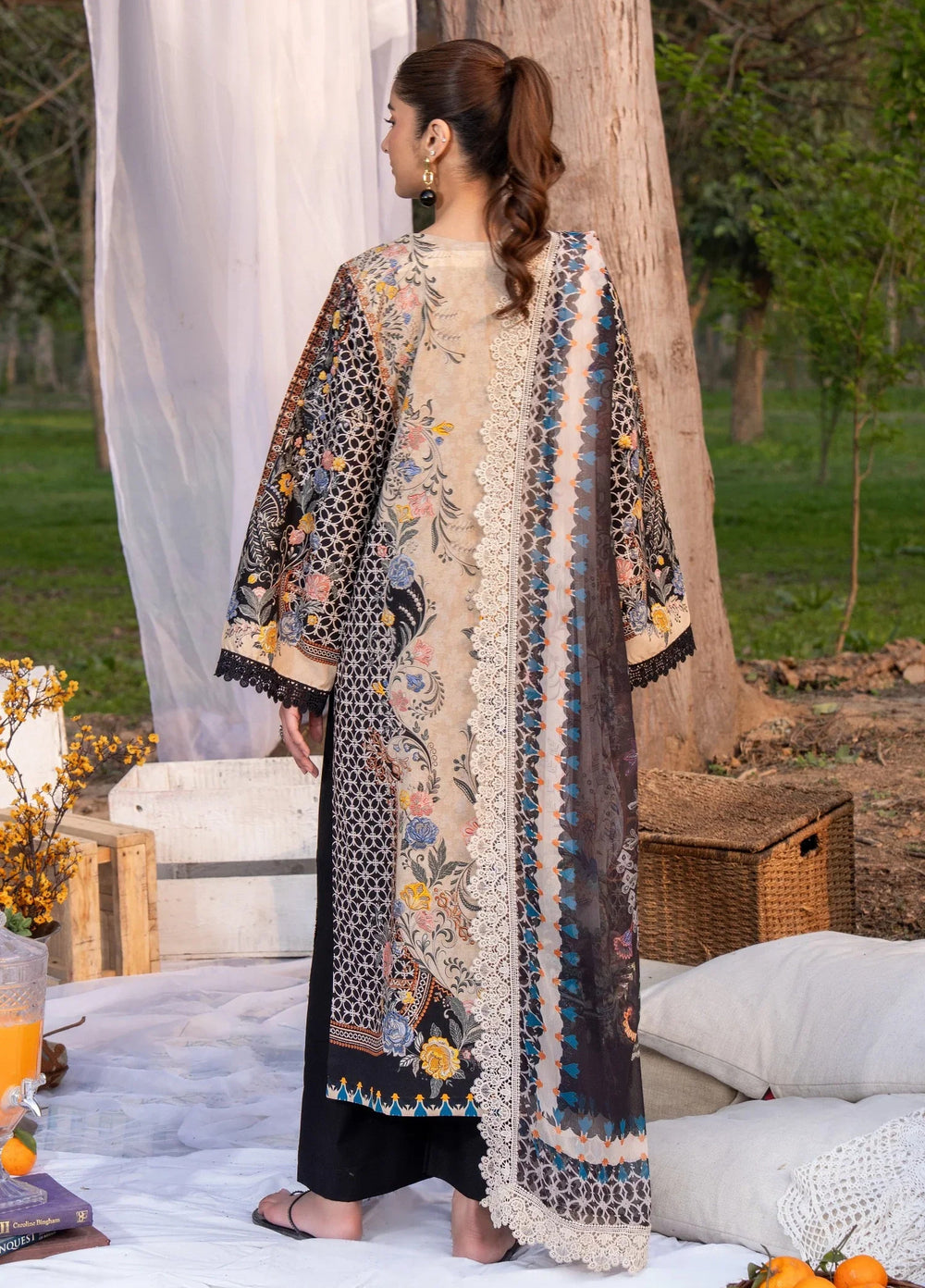 Chandan Nagri Women RTW Embroidered Lawn 3 Piece Suit Scarlet Veil - Festive Collection