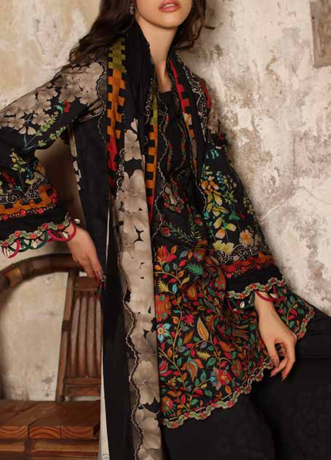 Combination by Charizma Unstitched Embroidered Linen 3 Piece Suit CHR26UCL CCW7-01 - Casual Collection