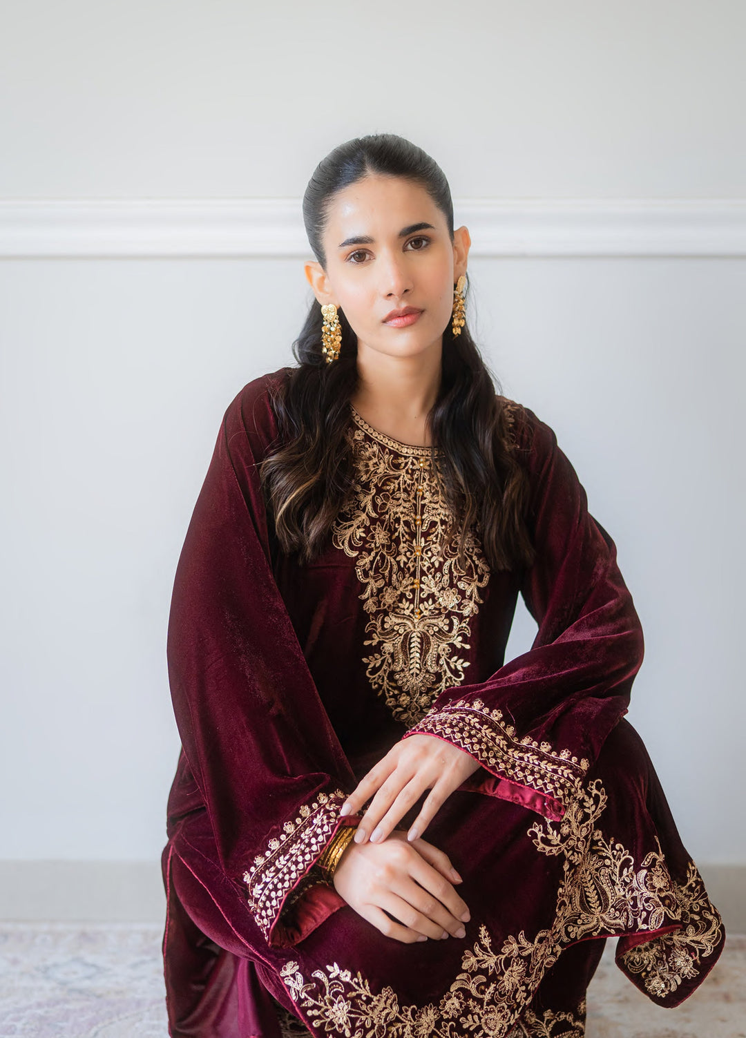 Atelier Velours by Rashid Textiles RTW Embroidered Velvet 2 Piece Suit RT26RAV Rania - Festive Collection