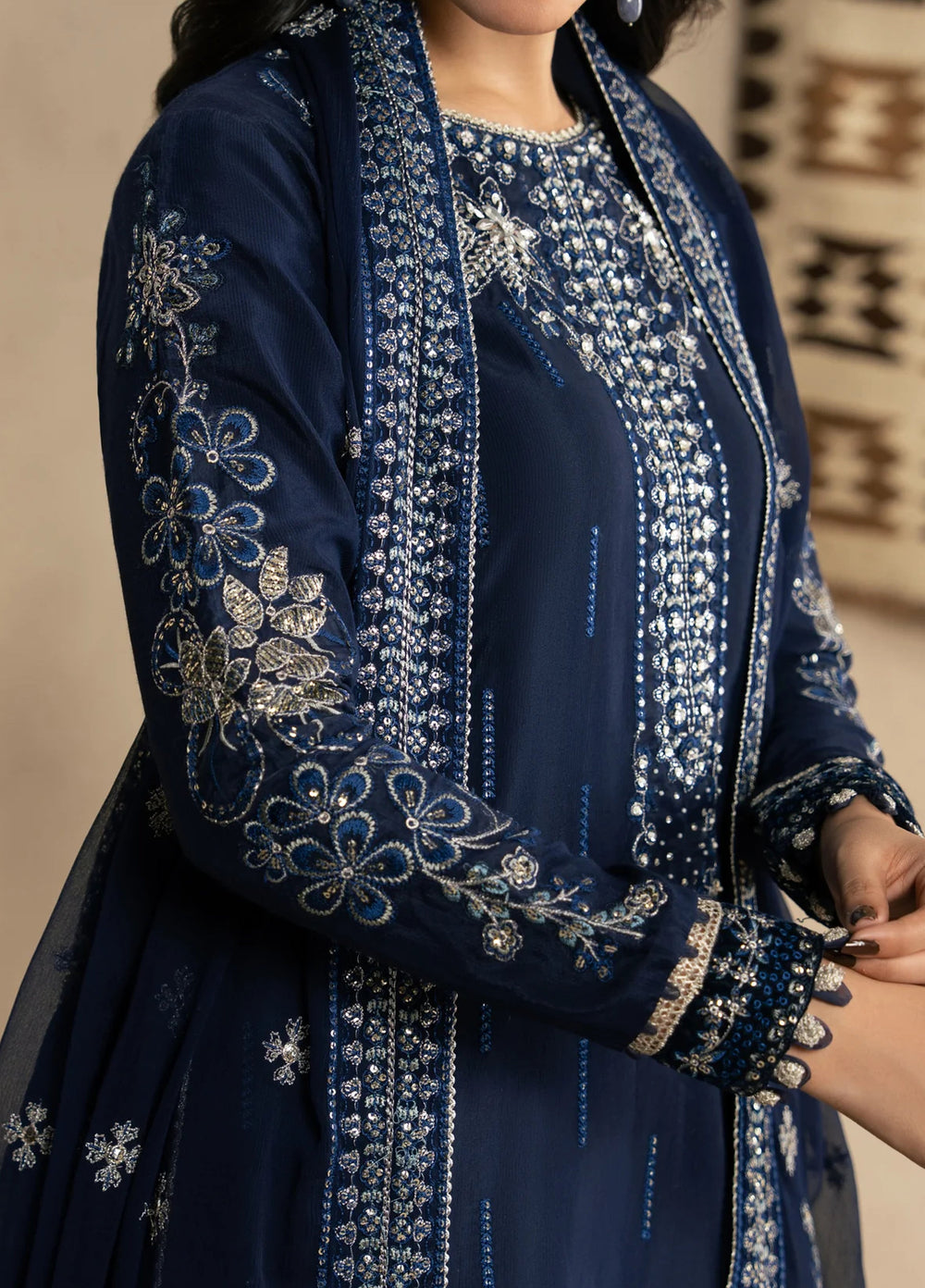 Xenia Formals Unstitched Embroidered Raw Silk 3 Piece Suit XF-1167 Inali - Festive Collection