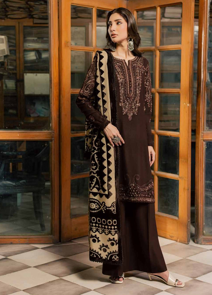 Nureh Exclusive Unstitched Leather Peach with Shawl 3 Piece Suit NU26UEP NE-285 - Festive Collection