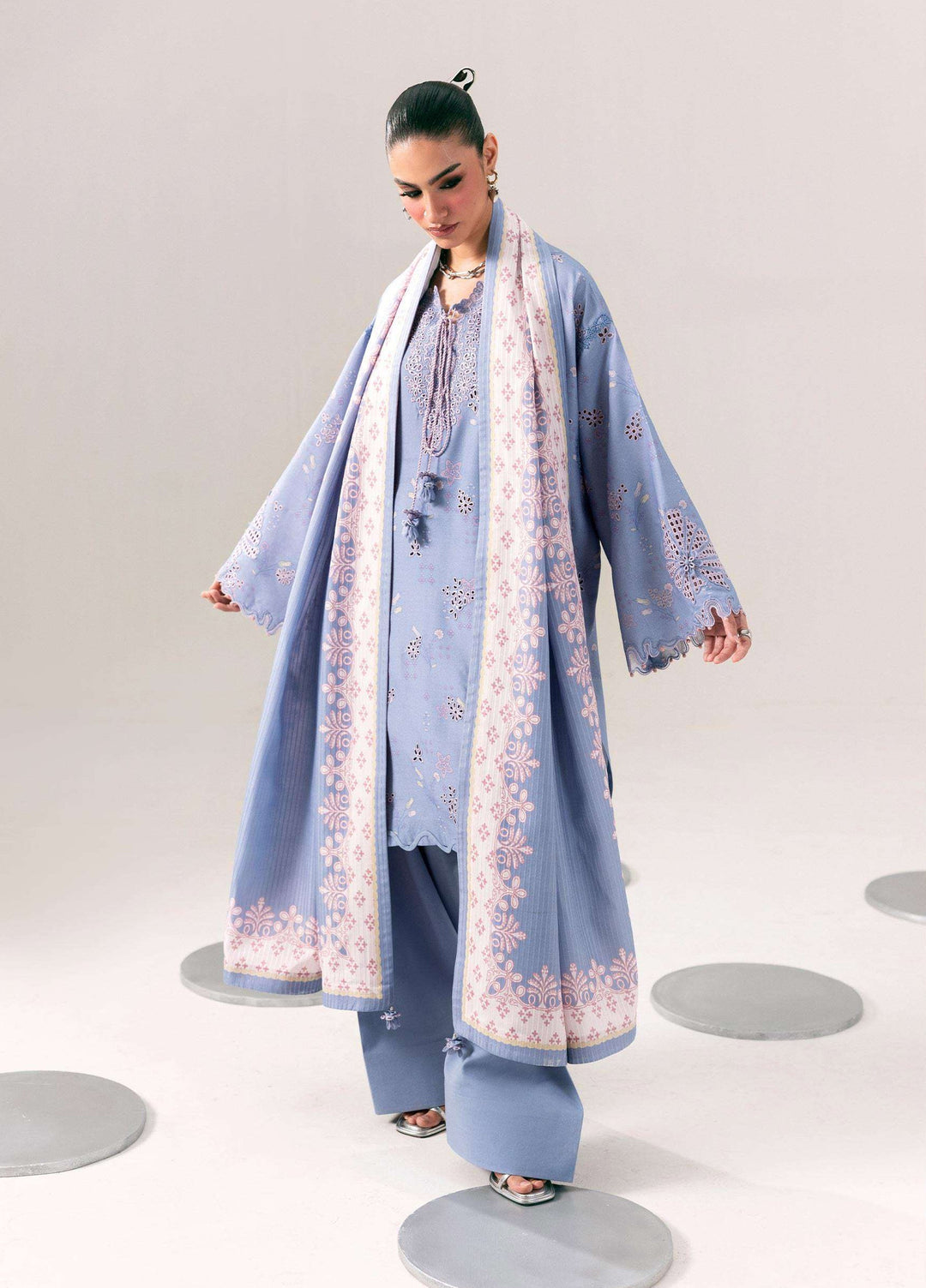 Q prints by Qalamkar Unstitched Embroidered Slub Linen 3 Piece Suit QLK26ULQ Beena QPW-06A - Winter Collection