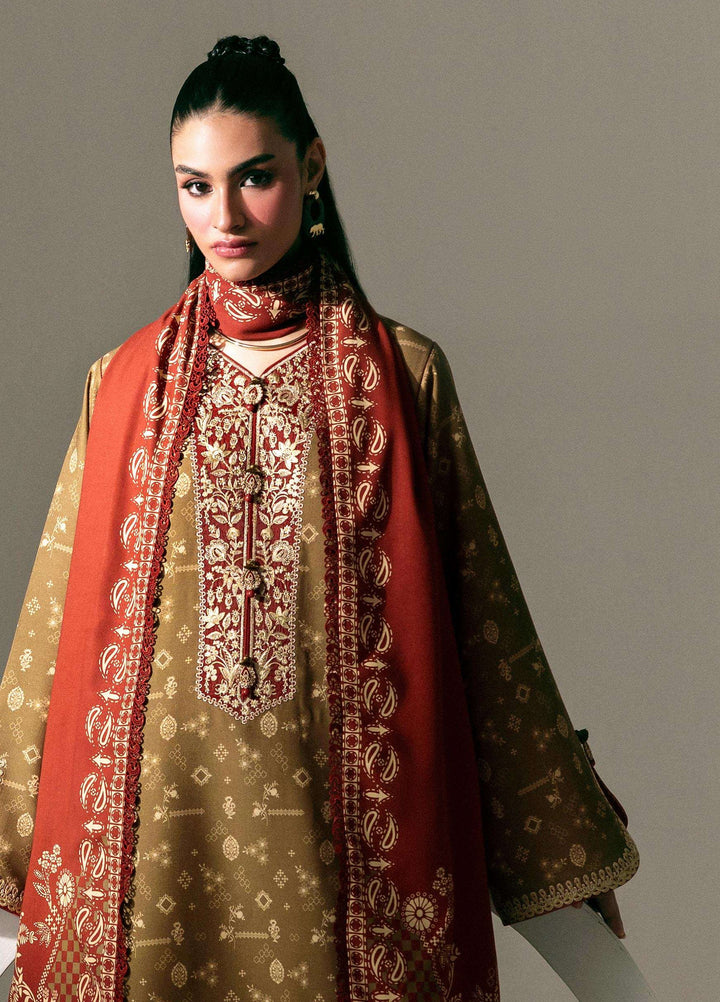 Q prints by Qalamkar Unstitched Embroidered Slub Linen 3 Piece Suit QLK26ULQ Hafsa QPW-10A - Winter Collection