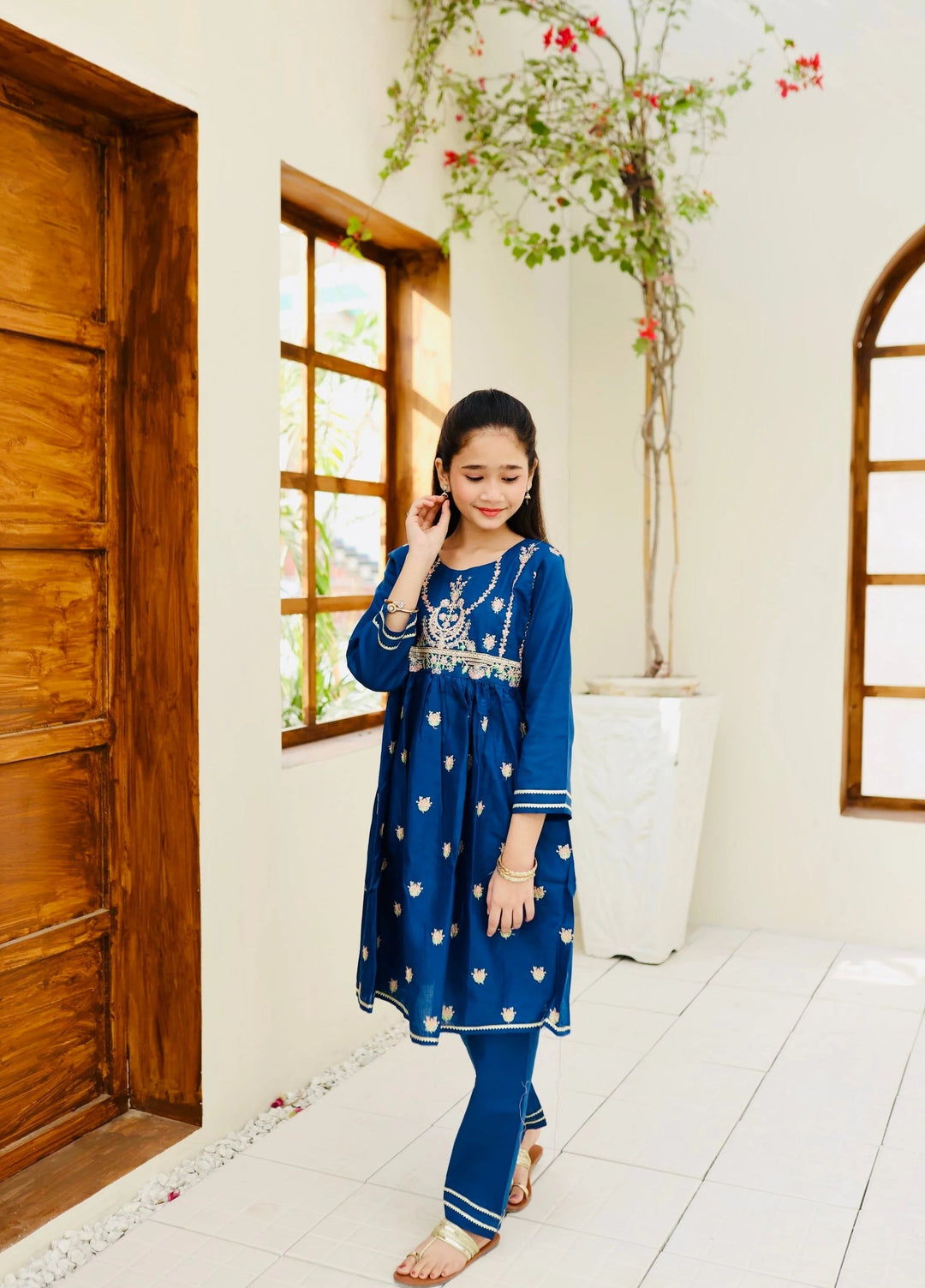 Khanak Girls RTW Embroidered Cotton 2 Piece Suit KST-114 - Casual Collection