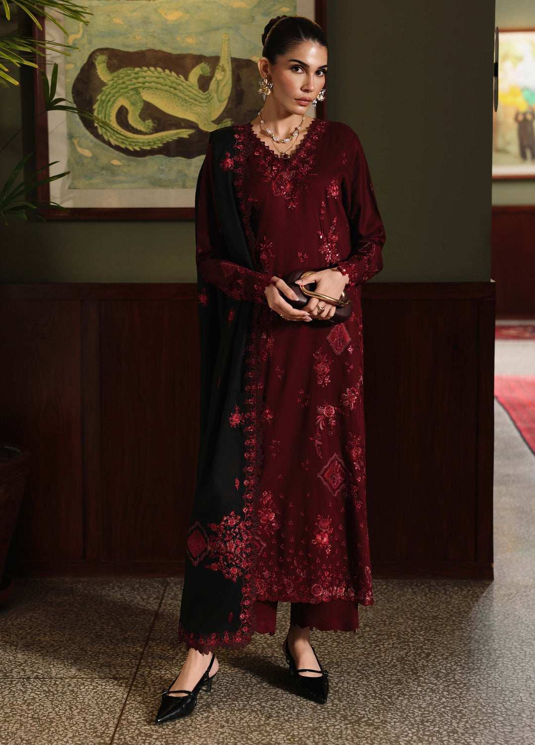 Nureh Exclusive Unstitched Embroidered Marina 3 Piece Suit NU26UEM NE-280 - Festive Collection