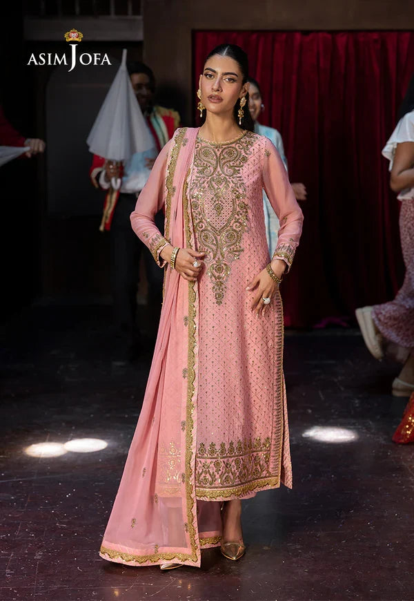 Asim Jofa Embroidered Chiffon Suits Unstitched 3 Piece AJ25LF AJLF-08 - Festive Collection