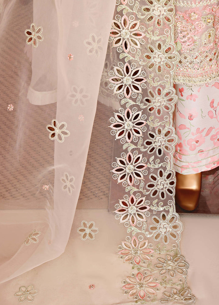 Shaahkaar by HZ Textiles RTW Embroidered Organza 3 Piece Suit HZ26PSO HZK-243 Pastel Green - Festive Collection