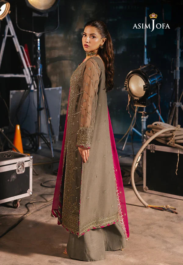 Asim Jofa Embroidered Chiffon Suits Unstitched 3 Piece AJ25LF AJLF-06 - Festive Collection