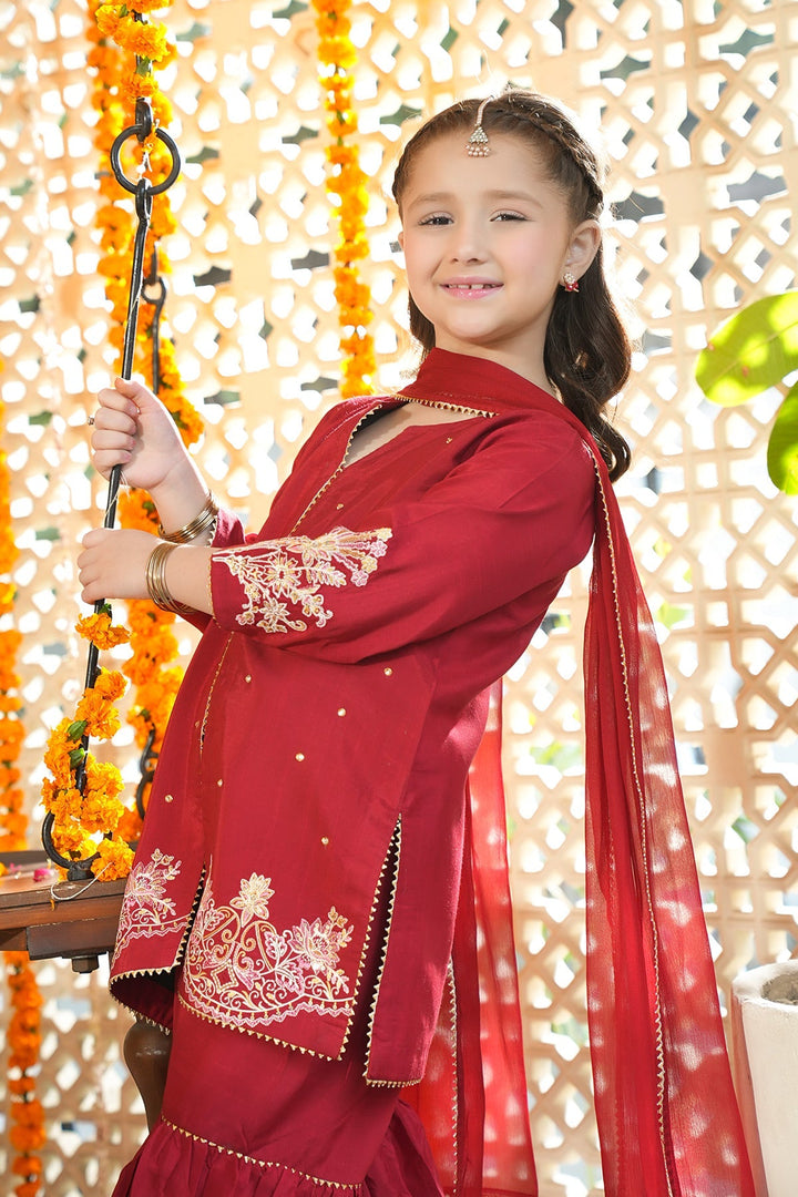 Noore Eid by Panache Girls RTW Embroidered Silk 3 Piece Suit Lumi - Eid Collection