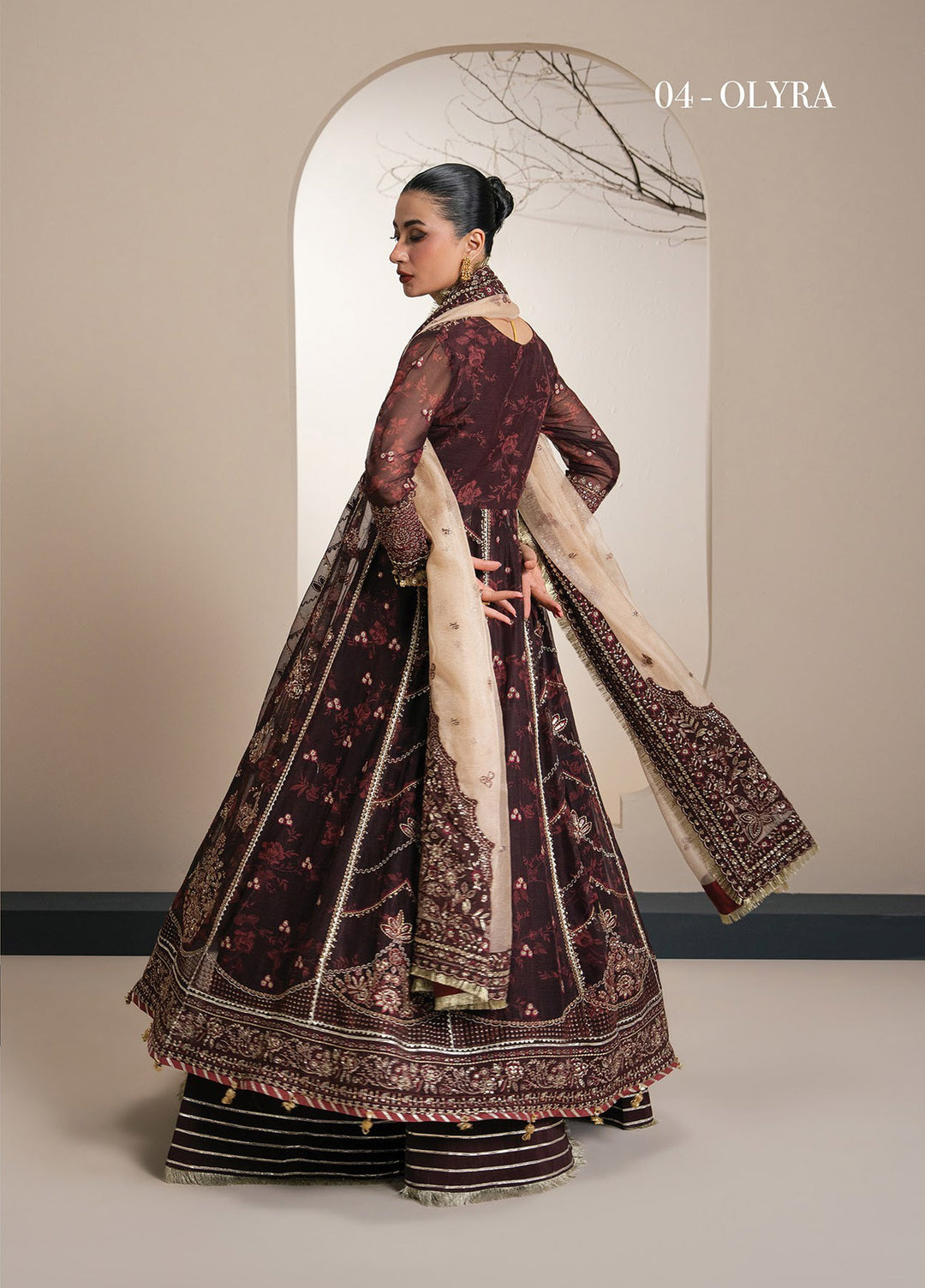 Kalani by Xenia Formals Unstitched Embroidered Chiffon 3 Piece Suit XE26UKW 04-OLYRA - Wedding Collection