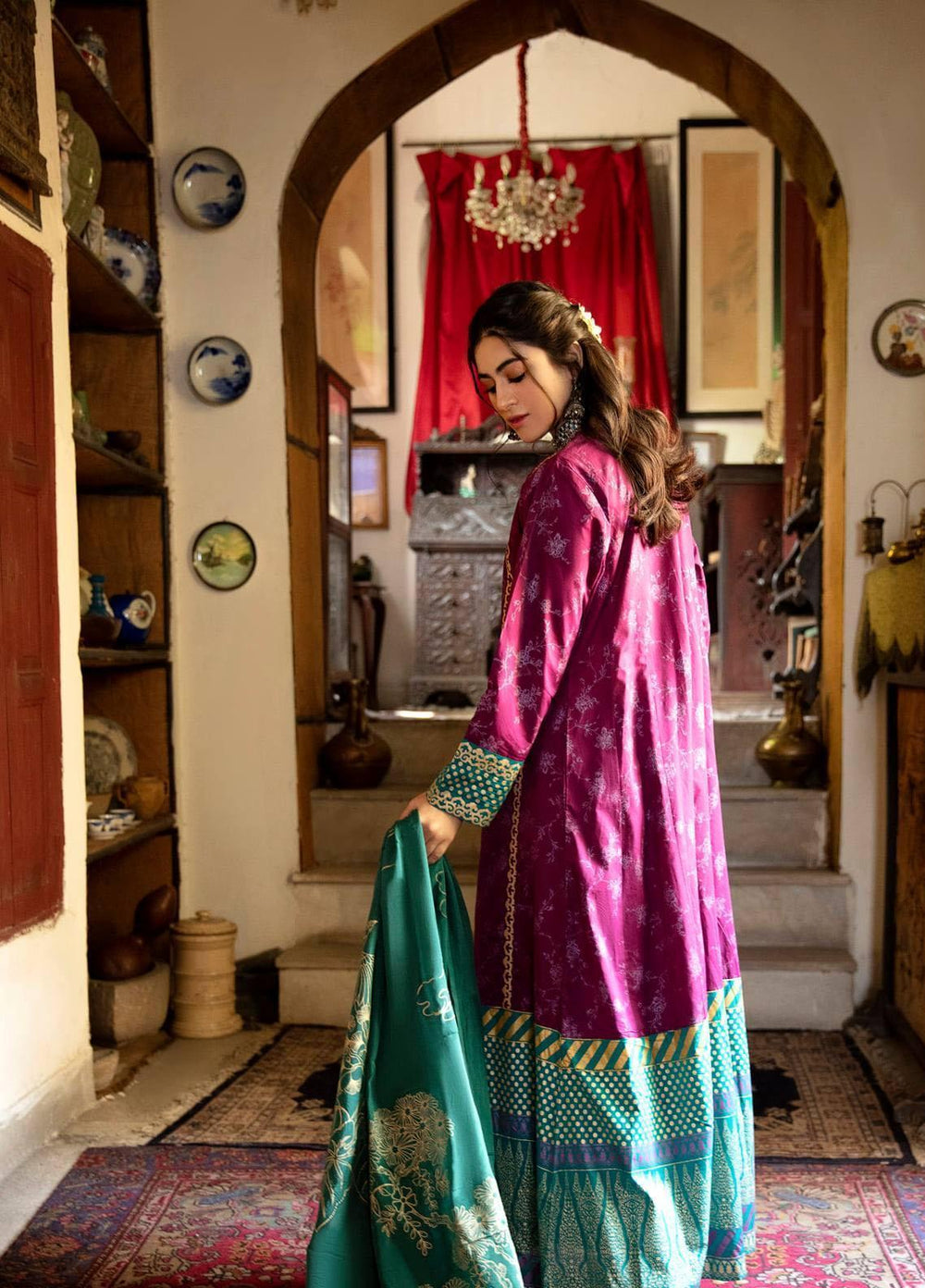 Garnet Clothing Pret Luxury Pret Screen Printed Lawn Frock REHBAR