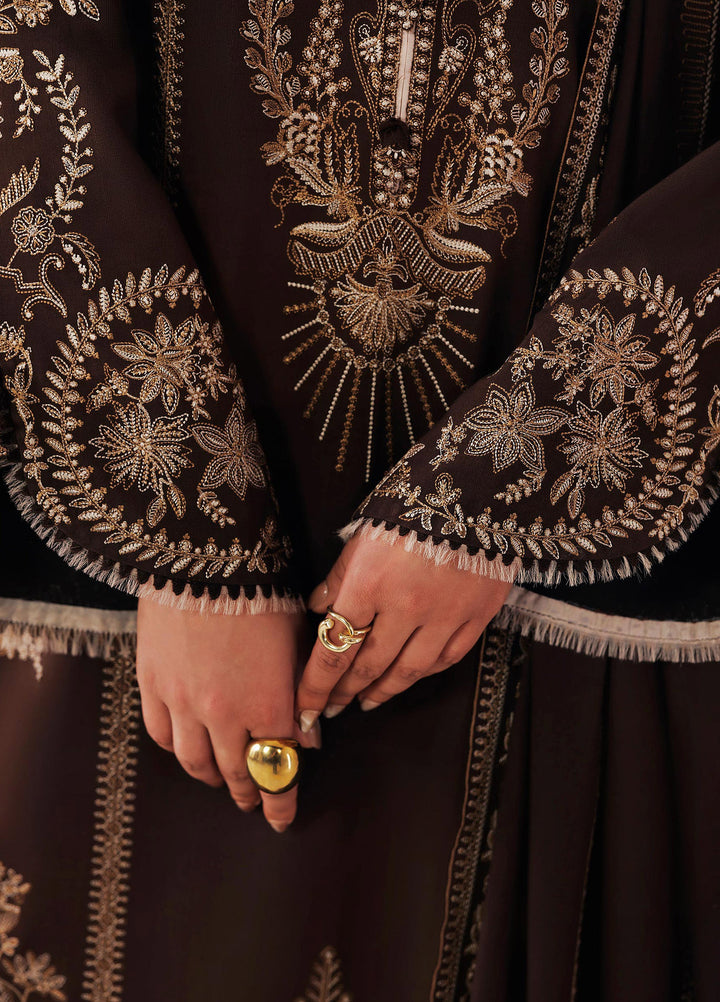Q line by Qalamkar Unstitched Embroidered Slub Linen 3 Piece Suit QLK26UQL Shaheen QLW-04 - Winter Collection