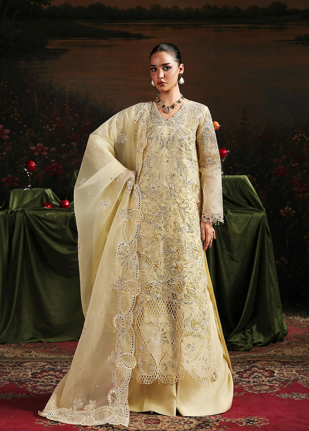Sage by Rajbari Unstitched Embroidered Organza 4 Piece Suit RB26SW Simer 04 - Wedding Collection