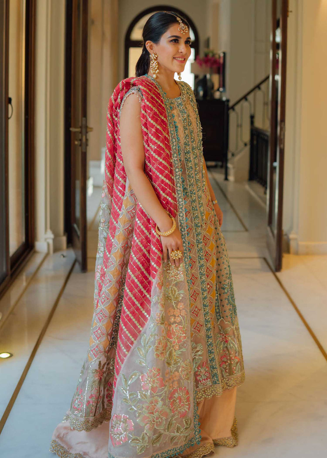 Desi Wedding Ho Rae Hai by Crimson Embroidered Organza Suits Unstitched 3 Piece CR22WD 6B Rose - Wedding Collection