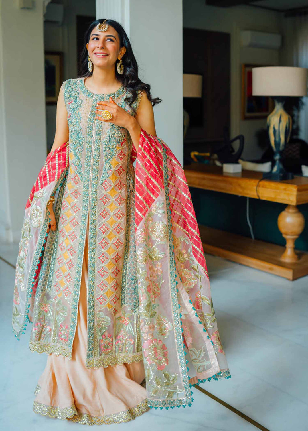 Desi Wedding Ho Rae Hai by Crimson Embroidered Organza Suits Unstitched 3 Piece CR22WD 6B Rose - Wedding Collection