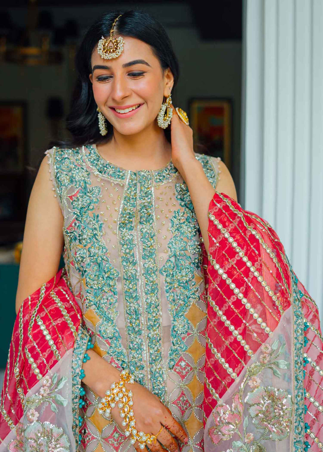 Desi Wedding Ho Rae Hai by Crimson Embroidered Organza Suits Unstitched 3 Piece CR22WD 6B Rose - Wedding Collection