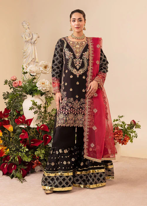 Diara Couture Pret Embroidered Organza 3 Piece Suit Eleanor Black