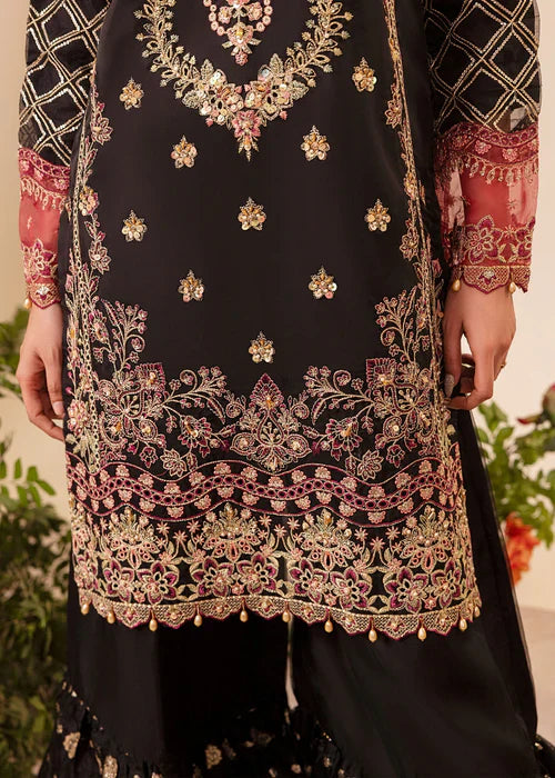 Diara Couture Pret Embroidered Organza 3 Piece Suit Eleanor Black