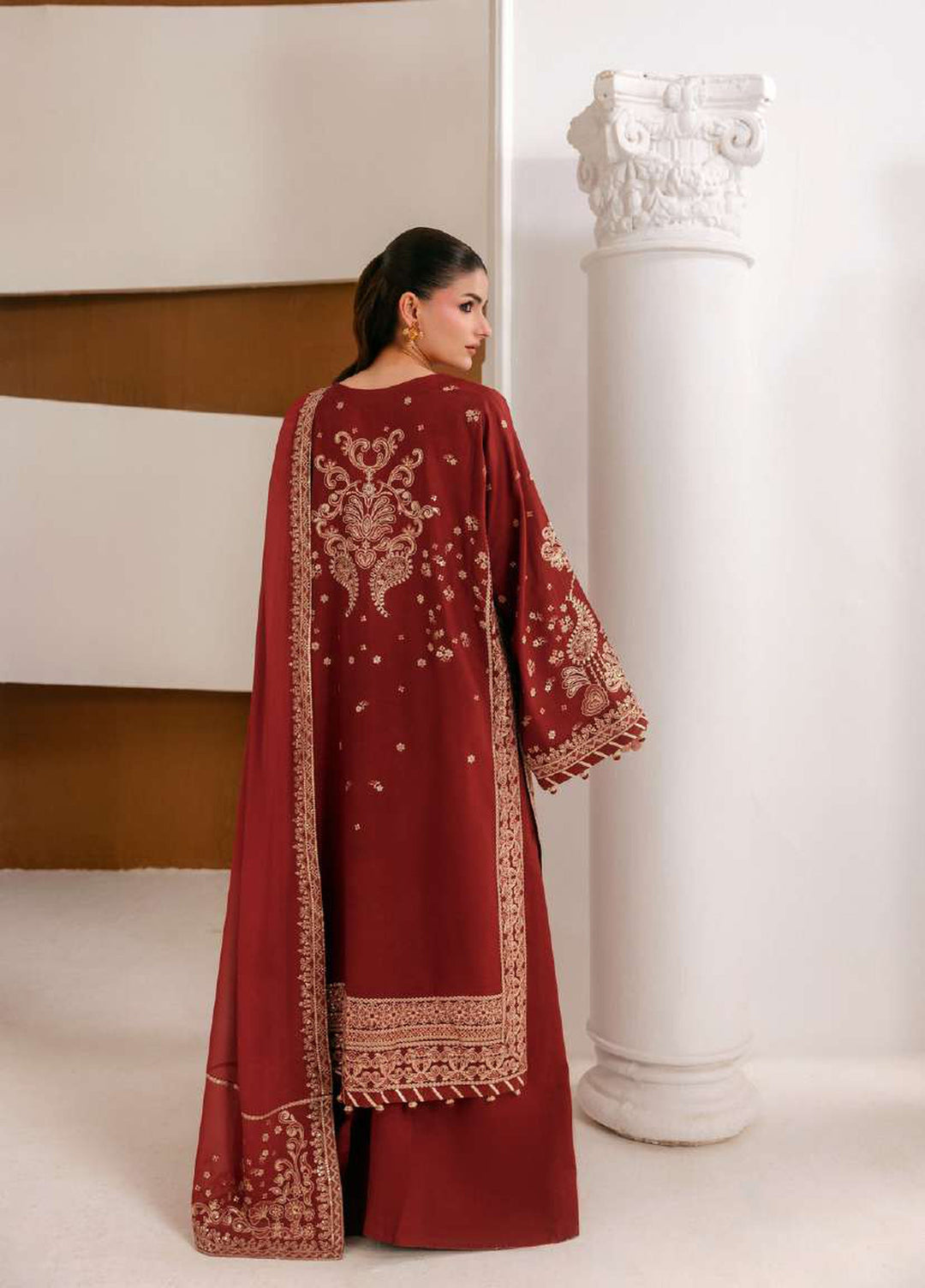 Luxe Silk by Florent Unstitched Embroidered Raw Silk 3 Piece Suit FL26ULS Elise - Festive Collection